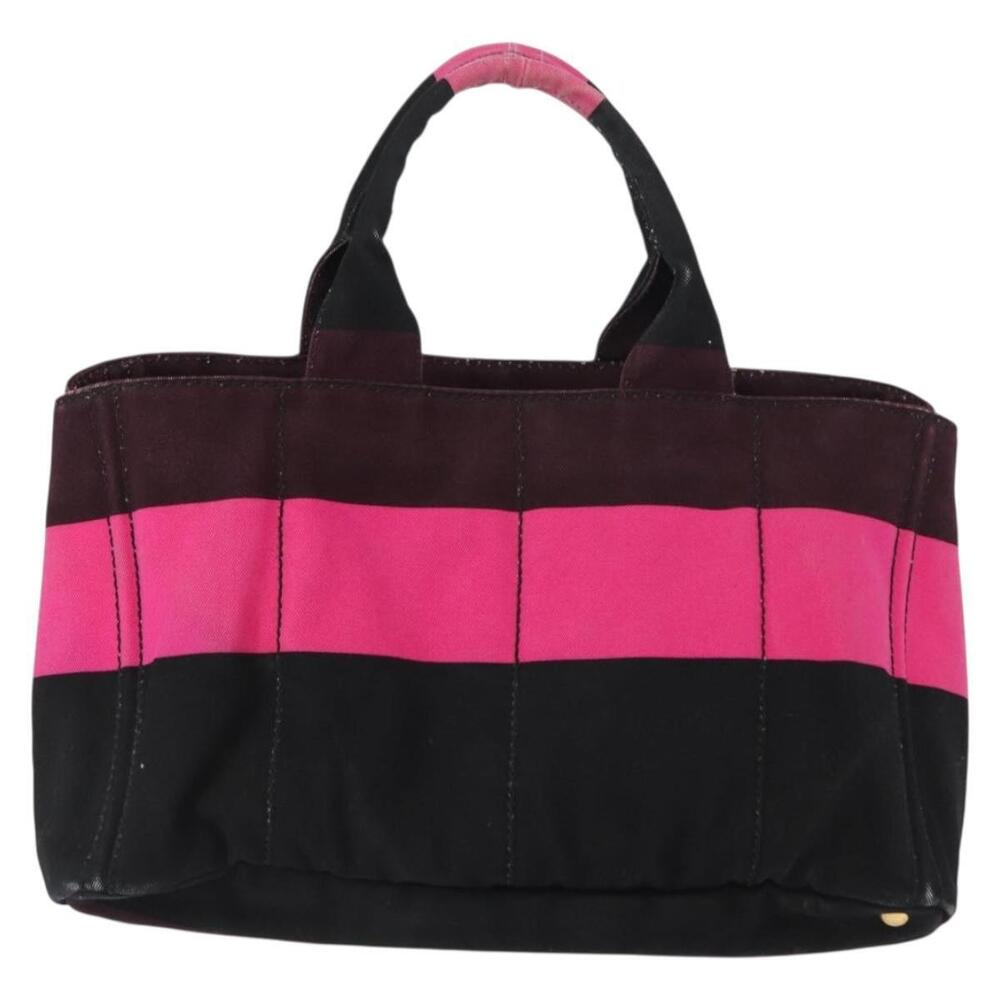 PRADA Canapa GM Hand Bag Canvas Pink Black Auth bs31630 - Picture 2 of 16